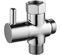 3 Way Brass Valve,Shower Column Diverter,Solid Brass 3-Way Valve,Suitable for Bathroom Pipe Diversion,Adjust the Size of Water Flow (Silver)