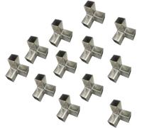 3 Way Corner Joints for 1.5 Inch Square Tube, 4 6 8 12 Pcs 3 Way Stainless Steel Corner Connector Tee Pipe Fittings, Square Tube Fittings-2 Way Connector, L Shape(Silver-12pcs,Structural corner)