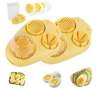3 Way Egg Slicer for Hard Boiled Eggs, Egg Slicer for Hard Boiled Eggs Heavy Duty, Easy Clean Kitchen Tool for Salads Meal Prep (Yellow,2PCS)