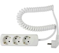 3-Way Extension Cable Spiral White 2.5 m H05VVF 3G1.5 IP 20 / Indoor