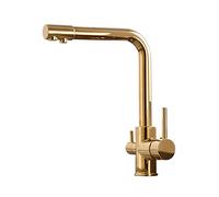 3 Way Faucet Brass Hot and Cold Direct Drinking Water Multi-Function Rotating Kitchen Sink Faucet-Gold
