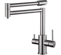 3 Way Faucet Kitchen Folding Tap Sink Faucet Kitchen Hot and Cold 3 in 1 Mixer Tap for Water (Color : Chrome-b.)