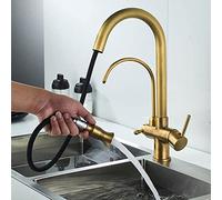 3 Way Faucet Pull Out Hot and Cold 3 Way Faucet Kitchen Rotating 3 in 1 Mixer Tap for Water Filter