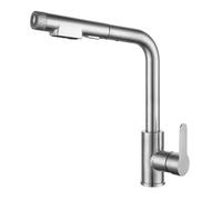 3 Way Filter Faucet for Kitchen Sink, Kitchen Faucet with Pull Out Spray, Stainless Steel Brushed Kitchen Faucet Swivel 2 Modes Kitchen Mixer Faucet-Brushed
