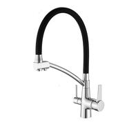 3 Way Kitchen Faucet Pull Out Brass 360° Swivel Kitchen Faucet Single Hole Kitchen Sink Mixer Faucet 3 Way-Chrome Plated