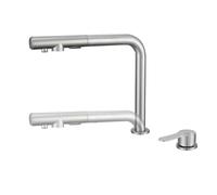 3 Way Kitchen Faucet Pull Out Kitchen Faucets Mixer 2 Hole 3 in 1 Stainless Steel Kitchen Faucet 3 Way-Brushed