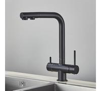 3-Way Kitchen Faucet with ll-Out Filter Dual Handle Hot & Cold Mixer Tap Durable Brass Construction for rified Drinking Water & Modern Style (A Brushed Nickel)