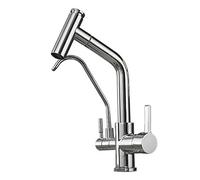 3 Way Kitchen Faucet with Pull Out Spray Swivel Hot and Cold Water Multifunction Kitchen Sink Faucet Chrome