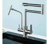 3-Way Kitchen Mixer Tap with 360° Rotation, Brushed Stainless Steel