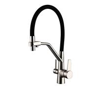 3-Way Kitchen Water Purifier Faucet, Brass, 360° Swivel, White(Brushed)