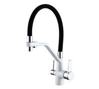 3-Way Kitchen Water Purifier Faucet, Brass, 360° Swivel, White(White)