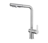 3-Way Pull-Out Kitchen Faucet, 3-in-1 Stainless Steel Single Handle, Brushed