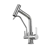 3 Way Pull Out Kitchen Faucet Chrome Plated Water Filter Faucet Brass Swivel Water Filter Faucet Pull Out