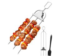 3-Way Stainless Steel Grill Skewers with Push Slider - Reusable Skewers for Meat, Veggies, Shrimp & Outdoor BBQ (1PCS)