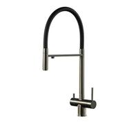 3-Way Swivel Kitchen Sink Faucet in Gray Stainless Steel