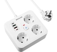 3 Way Usb Surge Protector Power Strip With 2 Usb A Ports+2 Usb C Ports