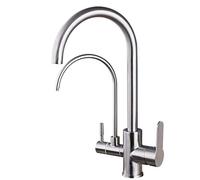3-Way Water Filter Kitchen Faucet, 3-in-1 Stainless Steel Hot and Cold Water, Direct Drinking Water, 360° Rotation, Kitchen Sink Faucets, Brushed-B