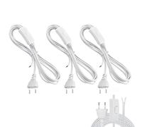 3 x 1.8 m Euro Power Cable with Switch,Type C European Plug,2 Pin Bare Wire European Plug,Lamp Cable with Switch,230 V,for DIY Lighting Fixtures (White)