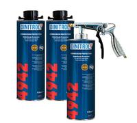 3 x 1 litre de cire Dinitrol (marron) en canettes (avec bouchon à vis de style Schutz) et 1 pistolet style Schutz