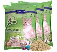 Lyra Pet® | 3 x 10 litres de litière agglomérante Lyra Power en Fibres d'herbe + 2 Souris | Litière agglomérante Naturelle et biodégradable | 500% de Pouvoir Absorbant | Même pour Les Chats sensibles