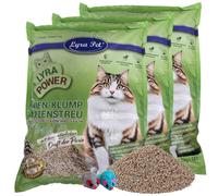 Lyra Pet® | 3 x 10 litres de litière agglomérante Lyra Power Pin + 2 Souris | Litière agglomérante Naturelle et biodégradable | 500% de Pouvoir Absorbant | Même pour Les Chats sensibles