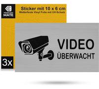 3 x 10 x 6 cm ""Video Monitored"" Sticker Kit for Indoor and Outdoor Use