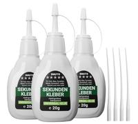 3 x 20 g de colle instantanée universelle, liquide, extra forte et rapide, imperméable, résistante à la chaleur, avec pointes de dosage et capuchon contre le dessèchement