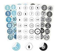 3 x 24 Autocollants pour Calendrier de l'Avent, Chiffres, Stickers pour Sacs en Tissu, DIY, Coffrets Cadeaux