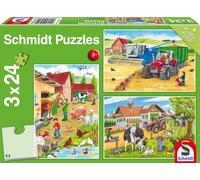 3 x 24 pièces Schmidt Spiele Kinder Puzzle À la ferme 56216