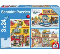 3 x 24 pièces Schmidt Spiele Kinder Puzzle Feuerwehr und Polizei 56215