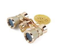 3 x 25 Classic Foldable Opera Glasses Binoculars Metal Body with Chain Optical Lens Theater Telescope Retro Design Women Girls Gifts(Golden)