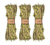 3 x 33ft ruban de vigne artificielle avec feuille de lierre guirlande ruban de vigne décoratif ficelle de feuille cordon ciré fausse plante pour emballage de mariage de Noël (Beige Vine)