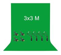 3 x 3M Toile de Fond Vert, Vevelux Green Screen avec 8 Clips Anti-Plis, 100% Polyester Fond Vert Pliable Lavable Durable pour Photographie, Vidéo, Camera, Photo, Prise de Vue Vidéo