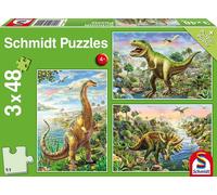 3 x 48 pièces Schmidt Spiele Kinder Puzzle Abenteuer mit den Dinosauriern 56202