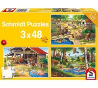 Schmidt Spiele - 56203 - Puzzle - Tous Mes Animaux Préférés - 3 x 48 Pièces