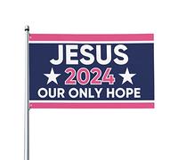 3 x 5 Jésus 2024 Drapeau Rose pour salle murale Jésus 2024 Notre seul espoir Drapeau Panneau de cour pour extérieur Jésus 2024 Bannière avec œillets métalliques sans mât de drapeau