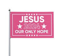 3 x 5 Jésus 2024 Drapeau Rose pour salle murale Jésus 2024 Notre seul espoir Drapeau Panneau de cour pour extérieur Jésus 2024 Bannière avec œillets métalliques sans mât de drapeau
