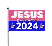 3 x 5 Jésus 2024 Drapeau Rose pour salle murale Jésus 2024 Notre seul espoir Drapeau Panneau de cour pour extérieur Jésus 2024 Bannière avec œillets métalliques sans mât de drapeau