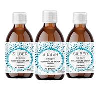 3 x 500 ml d'argent colloïdal (40 ppm) dans une bouteille en verre ambré | eau d'argent | eau ultra pure | 100 % colloïdal