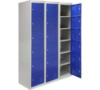 3 x Armoire à casiers Armoire vestiaire Casier métallique bleu
