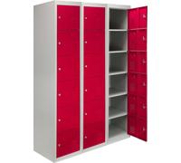 3 x Armoire à casiers Vestiaire Casier métallique Armoire rouge