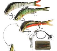 3 X Articulated Fishing Lures With Rig With Storage Box Fishing Line Black Fish Swimbait Glidebait Accessory (13.5cm-27g)