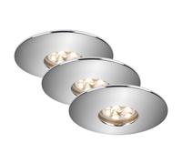 3 X Briloner LED Encastrable Rond Chrome IP44 3x 1,8W 150lm Chaude 3000K 110°