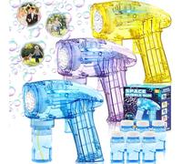 3 x Bubble Gun for Children,Bubble Machine with 6 Liquid Soap Bubbles,Soap Bubble Machines for Parties,Wedding and Birthday Gifts,Outdoor Toys