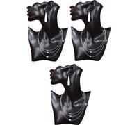 3 x Buste Bijoux noir | Buste Mannequin Bijoux comme présentoir pour chaînes, boucles d'oreilles | Mannequin Femme Tête / Epaule pour présentation de bijoux | Présentoir de chaînes boucles d'oreilles