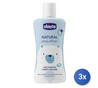 3 X Chicco Baby Shampoo Naturel 200 Ml Blanc