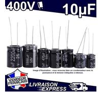 3 x CONDENSATEUR CHIMIQUE ÉLECTROLYTIQUE 10µF 10uF 400V -40+105°C