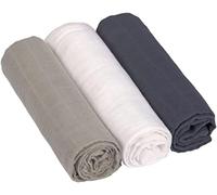 3 X Cotton Baby Blanket 85 X 85 Cm Swaddle & Burp Blanket L Olive/Milky/Navy