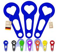 3 x Décrocheurs de Chariot à Provision Amovibles en Porte-clés ; Jeton pour Chariot détachable immédiatement, Lot de 3 pièces ; Fait à la Main (Bleu, Cœur)