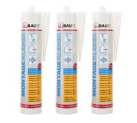 3 x Dubaust HMK24 Colle de montage extrêmement solide et universelle pour toutes les surfaces intérieures + extérieures, cartouche de 455 g, blanc